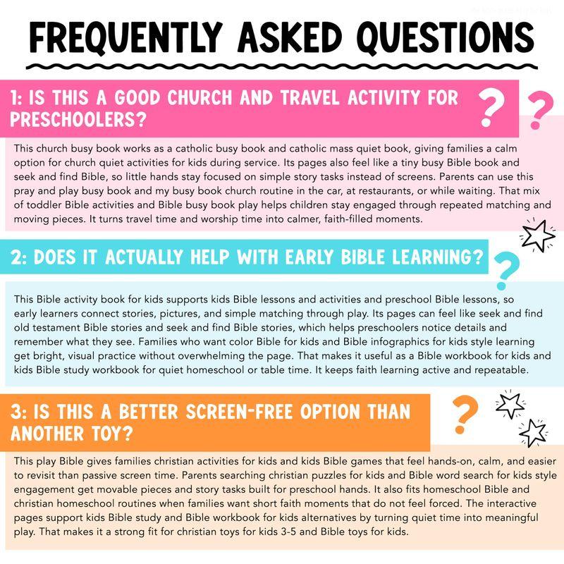 Hadley Designs Bible Busy Book for Toddlers and Preschool, Montessori Christian Quiet Book with 152 Velcro Pieces and 15 Faith Activities for Church