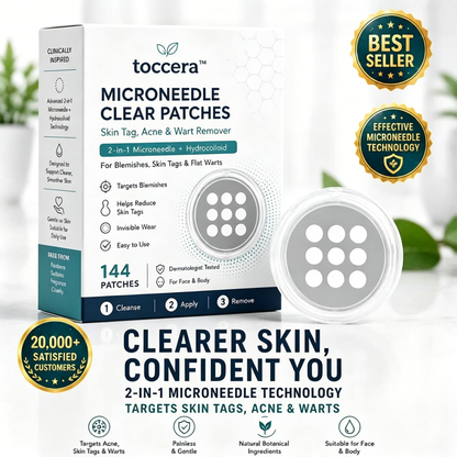 toccera® Microneedle Clear Patches ✨Targets Skin Tags, Acne, Wrinkles & Blemishes