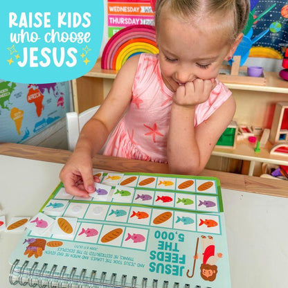 Hadley Designs Bible Busy Book for Toddlers and Preschool, Montessori Christian Quiet Book with 152 Velcro Pieces and 15 Faith Activities for Church