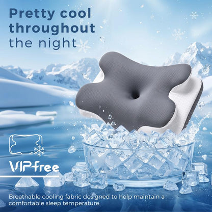 TOCCERA Cooling Memory Neck Pillow, Adjustable Ergonomic Memory Foam Neck Pillows, Cervical Support