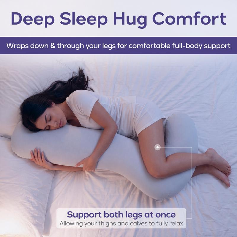 TOCCERA | BodyAlign Plus+ Pillow - Full Body Ergonomic Support Pillow for Back, Belly, Hips & Legs, Cooling Side Sleeper Pillow for Pregnancy, Maternity & Body Pain Relief