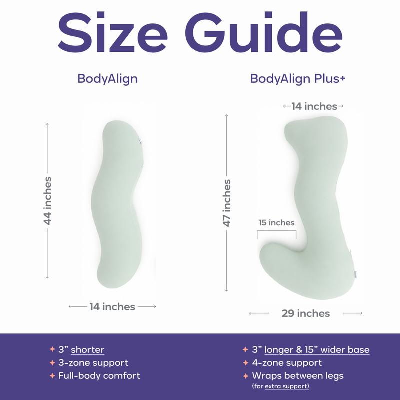 TOCCERA | BodyAlign Plus+ Pillow - Full Body Ergonomic Support Pillow for Back, Belly, Hips & Legs, Cooling Side Sleeper Pillow for Pregnancy, Maternity & Body Pain Relief