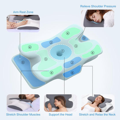 TOCCERA Cooling Memory Neck Pillow, Adjustable Ergonomic Memory Foam Neck Pillows, Cervical Support