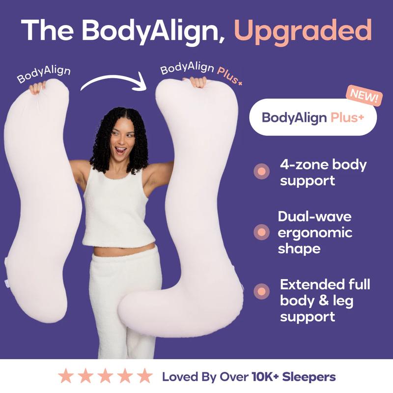TOCCERA | BodyAlign Plus+ Pillow - Full Body Ergonomic Support Pillow for Back, Belly, Hips & Legs, Cooling Side Sleeper Pillow for Pregnancy, Maternity & Body Pain Relief