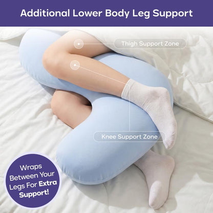 TOCCERA | BodyAlign Plus+ Pillow - Full Body Ergonomic Support Pillow for Back, Belly, Hips & Legs, Cooling Side Sleeper Pillow for Pregnancy, Maternity & Body Pain Relief