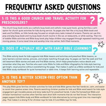 Hadley Designs Bible Busy Book for Toddlers and Preschool, Montessori Christian Quiet Book with 152 Velcro Pieces and 15 Faith Activities for Church